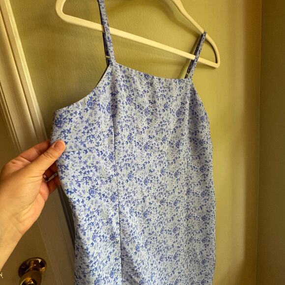 VTG Express Periwinkle Blue Mini Romper Skort Floral Spaghetti Strap Sz 11/12 - Picture 3 of 7